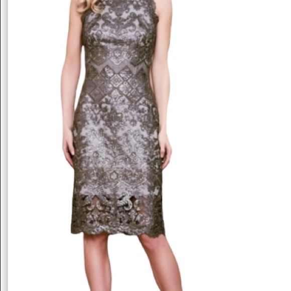 TADASHI SHOJI BERA SEQUIN EMBROIDERED DRESS Size 10 NWT Wedding Cocktail Silver - Picture 5 of 16